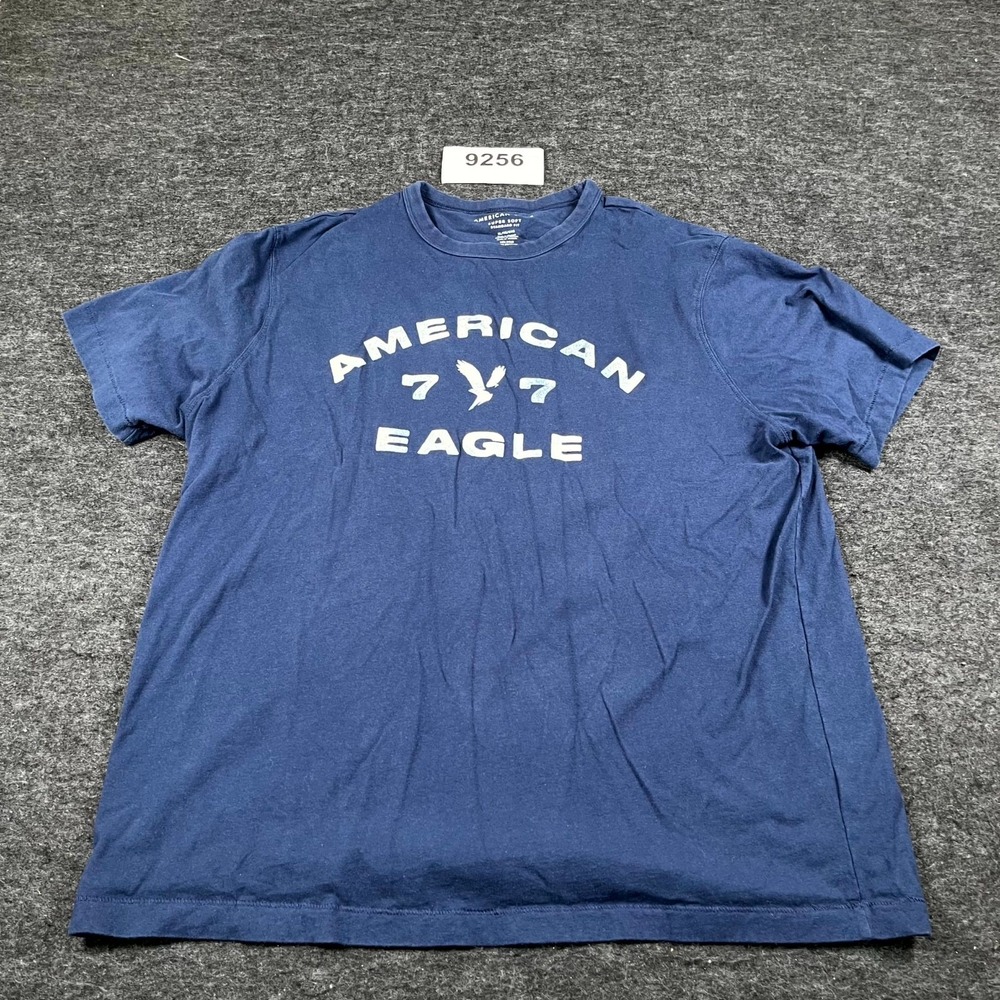 American Eagle Outfitters‎ T Shirt Mens XL Blue Graphic Logo Cotton Standard Fit